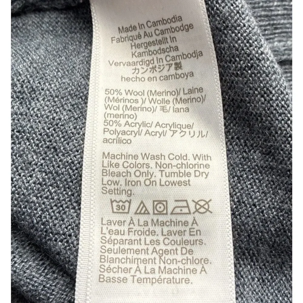 J. Crew Mens Sweater Gray Size L Rugged Merino 1/4 Zip Long Sleeve Wool Blend